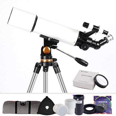 Imagem de pcagfaajmh Telescópio refrator de astronomia de 80 mm para crianças, monoscópio astronômico, iniciantes, céu, monocular, mira de viagem, decoração de casa, presente de Natal, branco, H (B)