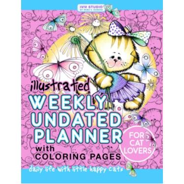 Imagem de Planejador semanal sem data ilustrado para amantes de gatos: vida diária com gatinhos felizes