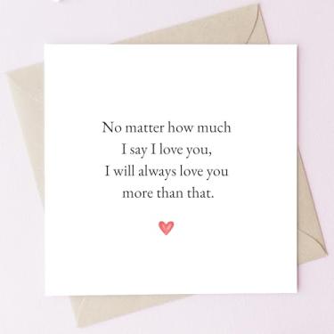 Imagem de TEEMI - Cartão de felicitações de amor com envelope - Cartão romântico I Love You More - Cartolina quadrada premium de 300 g/m² 12 x 12 cm - Cartão de mensagem romântico em branco por dentro