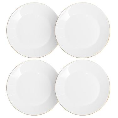 Imagem de Jogo de Pratos de Sobremesa Catarina em Opaline com Fio de Ouro 19cm 4 peças - Hauskraft