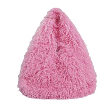 Imagem de Auhoho Bolsa Hobo Feminina Fofa de Pele Sintética Fuzzy Furry Mongolian Grande Bolsa Bolsa de Ombro, rosa