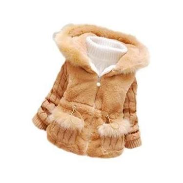 Imagem de Jaqueta De Pelúcia Com Capuz Para Meninas, Casaco De Inverno Quente E 