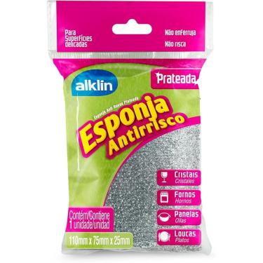 Imagem de Esponja Antirrisco Prateada c/1 unid., Alklin