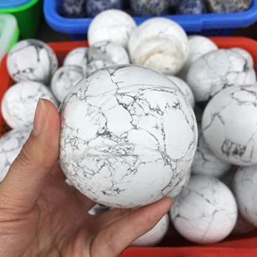 Imagem de Decoração de casa, esferas de pedra turquesa branca natural de 60 mm para decoração de presentes, pedra de cristal de cristal natural