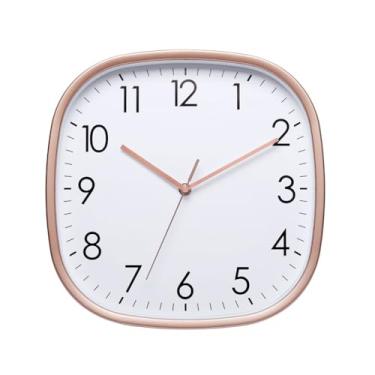 Imagem de Relógio de parede para sala de estar, relógio de parede, silencioso, quadrado, canto arredondado, luminoso, para casa, quarto, estudo, relógio de parede, para quarto