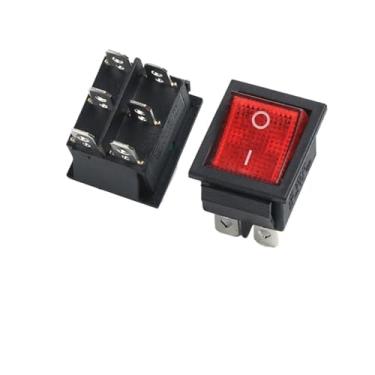 Imagem de 1 peça KCD4 Interruptor tipo de navio interruptor tipo de navio botão liga/desliga placa deformada 4 6 pinos vermelho verde claro 31 x 25 mm 16 A250 V (6 F 2 G R)