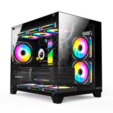 Imagem de Gabinete Gamer Hyrax HGB730, Mini Tower, M-ATX, Frontal e , Sem FANs, - HGB730B-Unissex