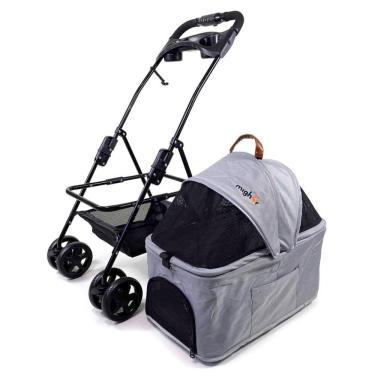 Imagem de Carrinho de passeio com berço removível para Pet, animal de estimação, cachorro, cão, gato de pequeno porte até 15 Kg