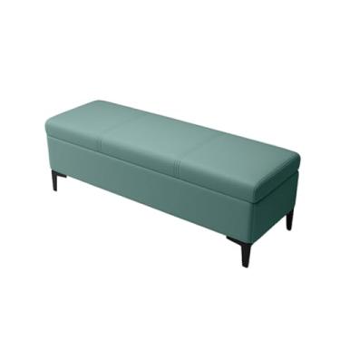Imagem de Banqueta Retangular Com Espaço De Armazenamento Armazenamento Para Sapatos E Almofadas Pele Napa Pés Em Metal Para Banquinho(Dark green,100x40x45cm)