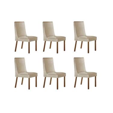 Imagem de Kit 6 Cadeiras Sala Jantar Dakota 6 Un Naturalle/Suede Creme - Rufato