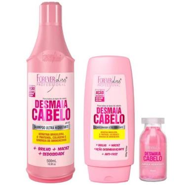 Imagem de Kit Desmaia Cabelo Shampoo + Condic. + Ampola  Forever Liss - Forever 