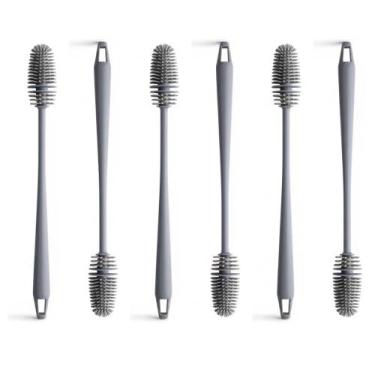 Imagem de Kit 6 Escova De Lavar Garrafa Mamadeira Copos Multiuso De Silicone 33c