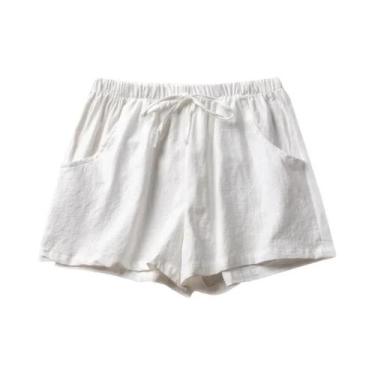Imagem de Shorts De Linho Preto De Cintura Alta Para Mulheres, Casuais, Para Aca