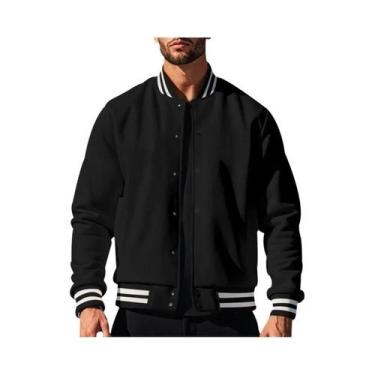 Imagem de Jaqueta Masculina Casual Esportiva Estilo Americano Solta Com Gola Alt