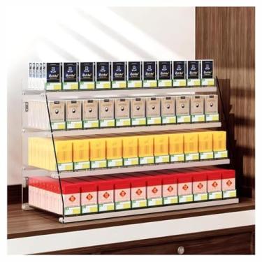 Imagem de Suporte de acrílico para exibição de cigarro - Suporte de varejo montado na parede, vitrine automática com divisórias de encaixe para supermercados, design conveniente de 79,5 x 28 cm