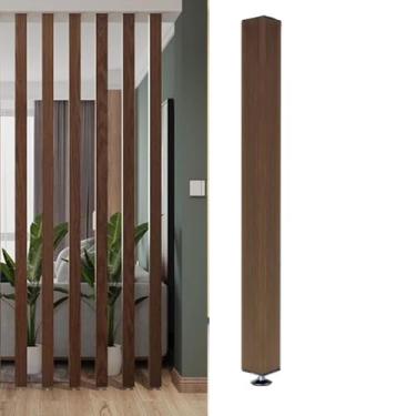 Imagem de Divisória de madeira rústica - Divisória de ripas de 140 cm para sala de estar, cozinha, quarto, banheiro - instalação sem broca - 1 peça de coluna decorativa