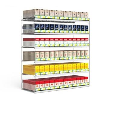 Imagem de Bandeja automática para empurrar cigarros – Pacote com 10 suportes para exibição de tabaco para supermercados, prateleira flutuante decorativa transparente e divisor de fósforos, ideal para exibição