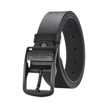 Imagem de Cinto Masculino De Couro Preto Elegante Luxo Leve Casual Versátil Para