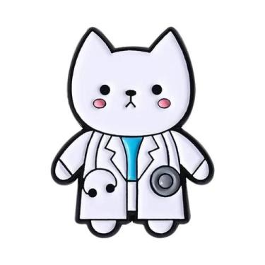 Imagem de Broches De Esmalte De Gatos Fofos Com Tema De Doutor, Gatinho Em Casac