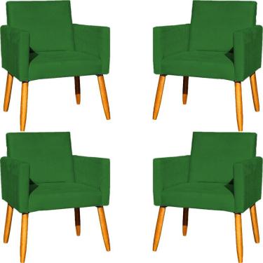 Imagem de Kit 4 Poltrona Para Sala Recepção Consultório Cadeira Nina pés Palito Verde Suede