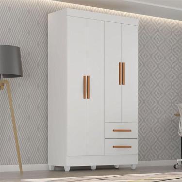 Imagem de Guarda Roupa Solteiro Lite Ambiente 4 Portas Branco Brilho - Móveis Leão