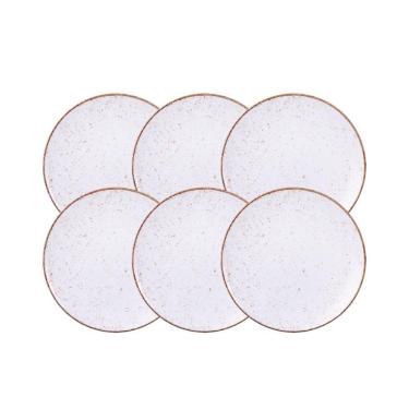 Imagem de Kit Prato Raso Tramontina Rústico Marrom Em Porcelana Decorada 28 Cm 06 Peças