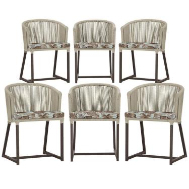 Imagem de 6 Cadeiras De Jantar área Noronha Marrom E6 Trama  Rami