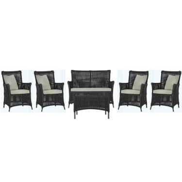 Imagem de Jogo Sofá 4 Poltronas E Mesa Igapó Marrom E3 Trama Original Preto