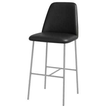 Imagem de Banqueta Turquia Couro Preto Em Metal Champanhe