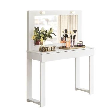Imagem de Penteadeira Camarim Gala Gaveta Moderna Iluminação Quarto Espelho Branco Fosco