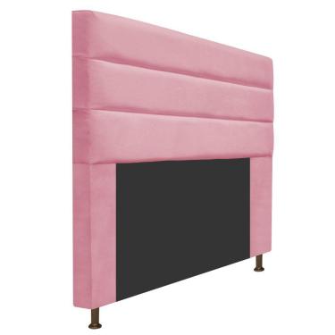 Imagem de Cabeceira Estofada Turim 140cm Casal Suede Rosa Bebê