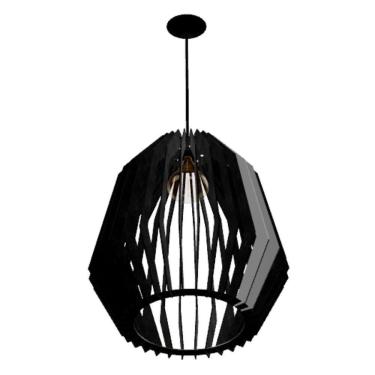 Imagem de Luminária Teto Tipo Pendente Amazonas Mdf Completa - Cor:preta