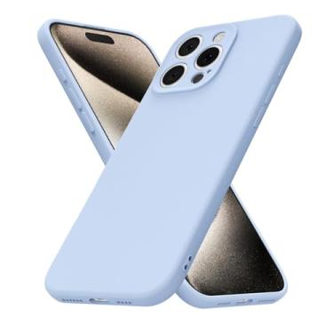 Imagem de uvcoat Capa de silicone para iPhone 15 Pro Max, capa fina de gel de borracha macia para mulheres e meninas, linda capa de telefone de TPU fosco com proteção total da câmera, design simples minimalista