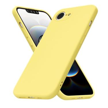 Imagem de uvcoat Capa de silicone para iPhone 16e, capa fina de gel de borracha macia para mulheres e meninas, linda capa de telefone TPU fosco com proteção total da câmera, design simples minimalista, amarelo