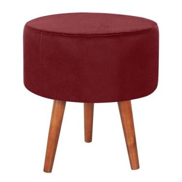 Imagem de Puff Puf Redondo Pes Palito 44x40cm Suede Vermelho Escuro Mpassos Verm