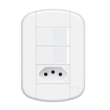 Imagem de Interruptor Simples 2 Teclas e Tomada 20A Blanc Mais Fame