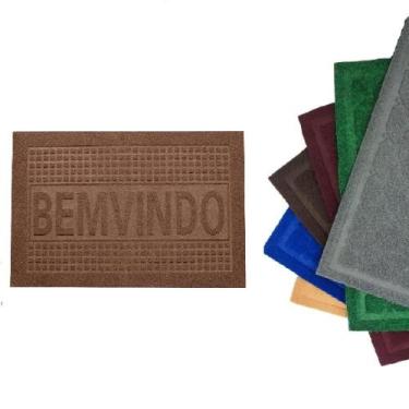 Imagem de TAPETE CAPACHO DE PORTA BEM VINDO ANTIDERRAPANTE ENTRADA CASA APARTAME