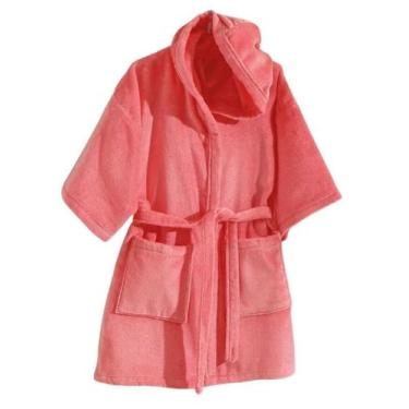 Imagem de Roupão Infantil Velour Com Capuz Tamanho M Dohler, Rosa
