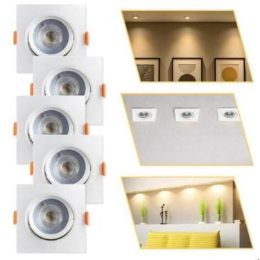 Imagem de Kit 10 Spot De Led Quadrado Branco Embutido 5w Teto Bivolt - VLED, BRA