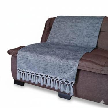 Imagem de Manta Sofá Prata Preto Jacquard Mesclado Xale 1,80X0,90 - Shoppingnet