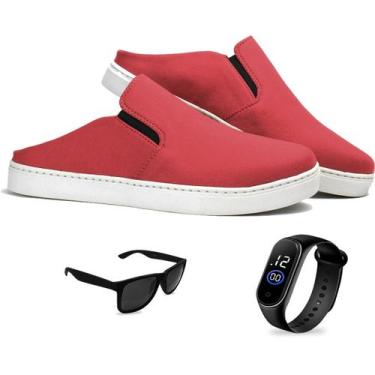 Imagem de Sapatênis Mule Slip On Masculinos Confortavel + Oculos e Relogio - MP 