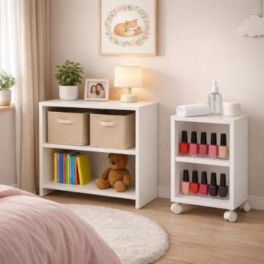 Imagem de Kit 2 Nichos Organizadores Branco com Rodízios Moderno - Technox