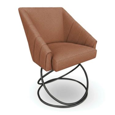 Imagem de Poltrona Luxo Alana Bouclê Base Luxo Preto - Pallazio Cor Terracota