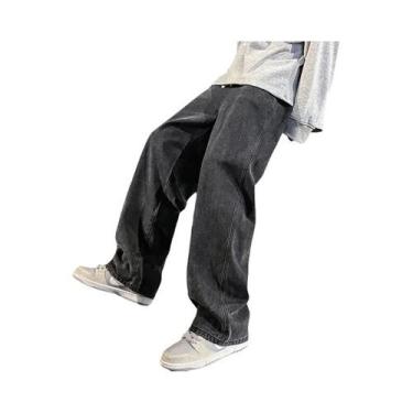 Imagem de Calças Jeans Masculinas Largas E Retas Estilo Coreano Moda Calças De P