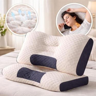 Imagem de Travesseiro Ortopédico Cervical Ergonômico Fino-Almofada para Coluna C