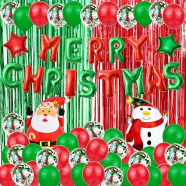 Imagem de Kit de balões, Papai Noel de Natal, 52 unidades, folha de látex, festa