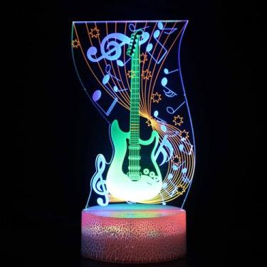 Imagem de Guitarras LED 3D com luz noturna que mudam de cor para crianças com ba