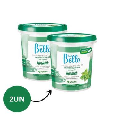 Imagem de Kit Cera Depil Bella Hidrossolúvel Hortelã 600g 2/Un