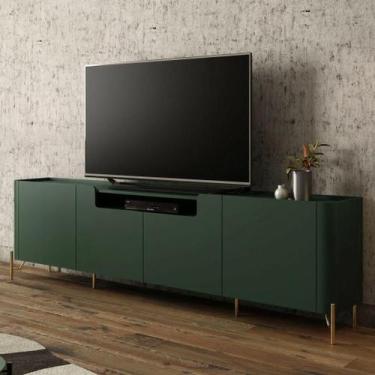 Imagem de Rack com 4 Portas Lisas 220cm para Sala 100% MDF Pés Metal - Casa Lar 