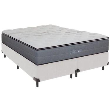 Imagem de Cama Box Queen e Colchão Ares Molas Ensacadas Colchobel Branco